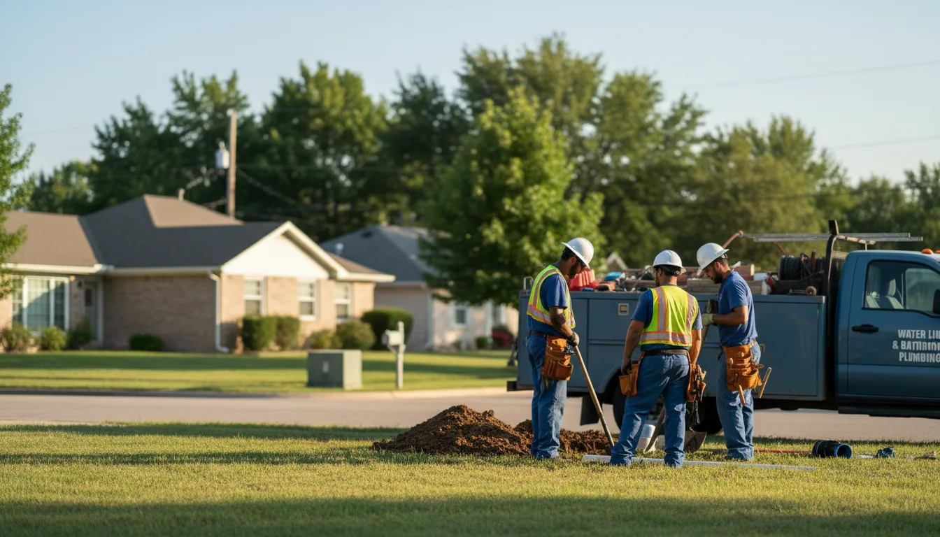 Residential water line and bathroom plumbing service in Disney, OK